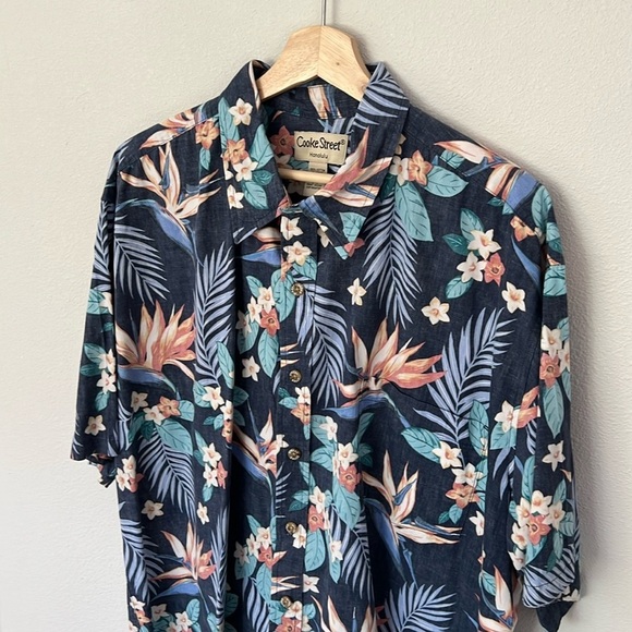 Cooke Street Honolulu Hawaiian Button Down Short Sleeve Shirt XL Cotton - Picture 4 of 9